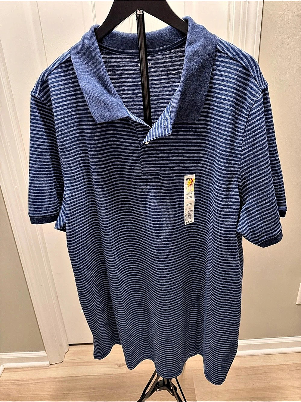 Sonoma Men's Striped Polo Blue & White Size 2XB NWT